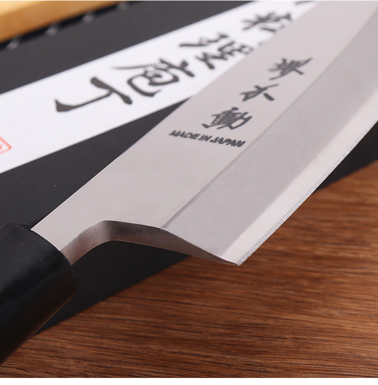 Japanese deba fish head knife with wood handle