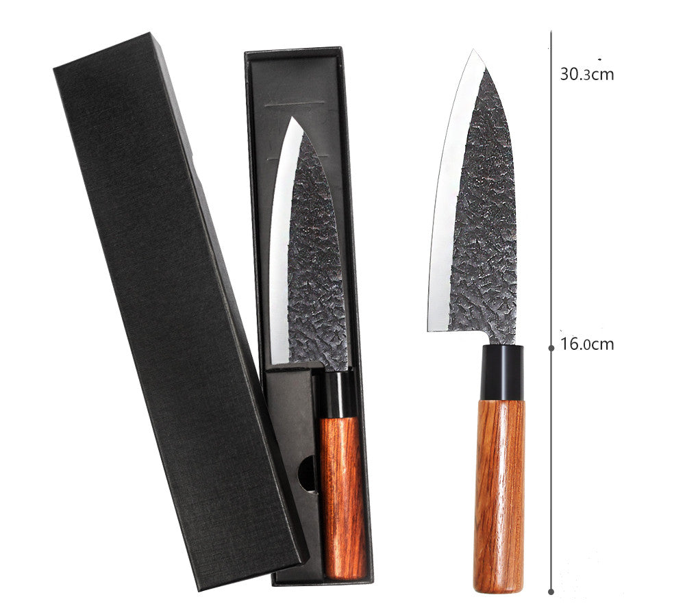 Hammered Japanese chef knife with wood handle