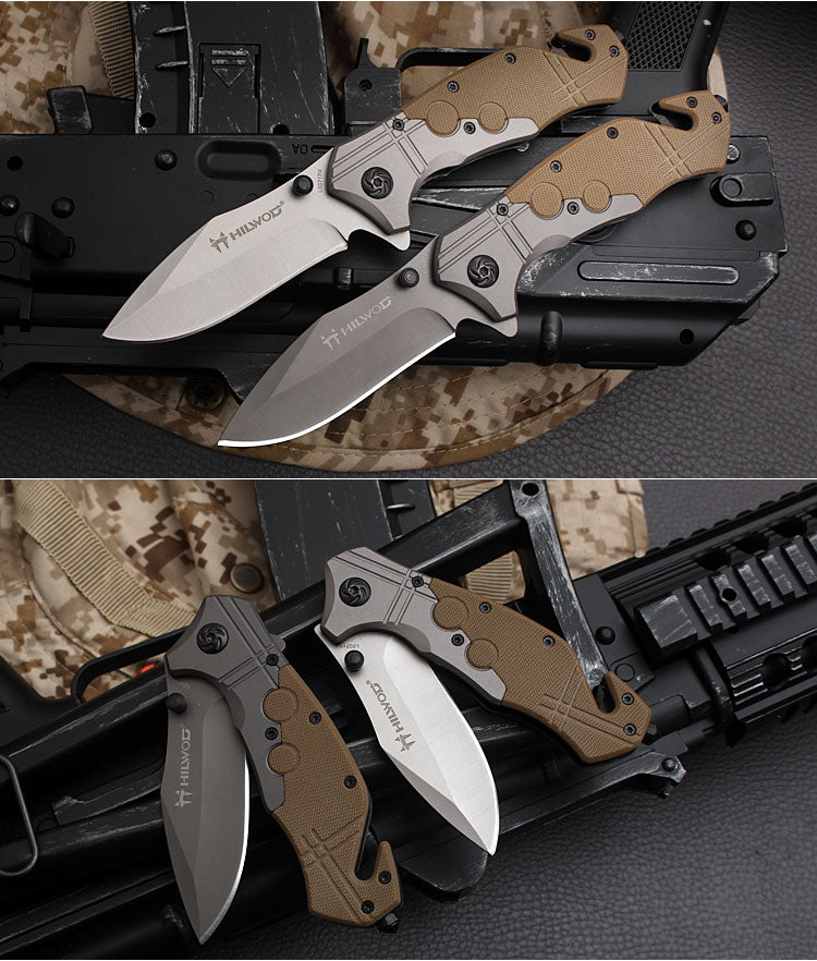 Outdoor folding pocket knife with textured grip handle