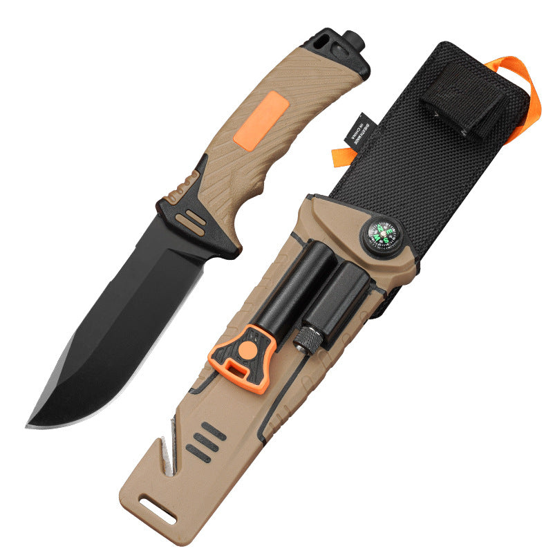 Survival kit with fixed blade knife, camping axe and first aid kit