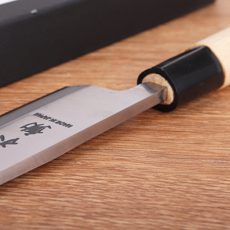 Japanese deba fish head knife with wood handle