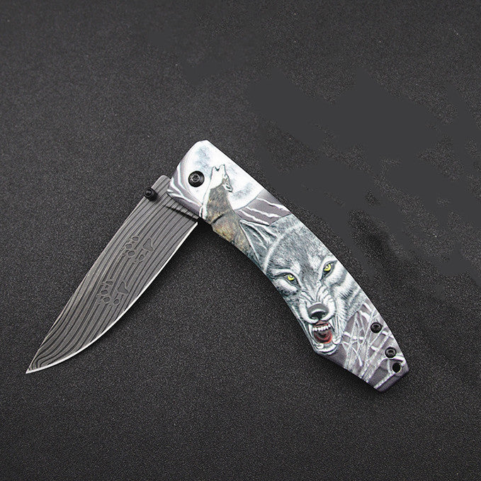 Folding pocket knife with stonewash 7Cr17MoV blade