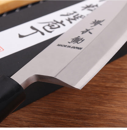 Japanese deba fish head knife with wood handle