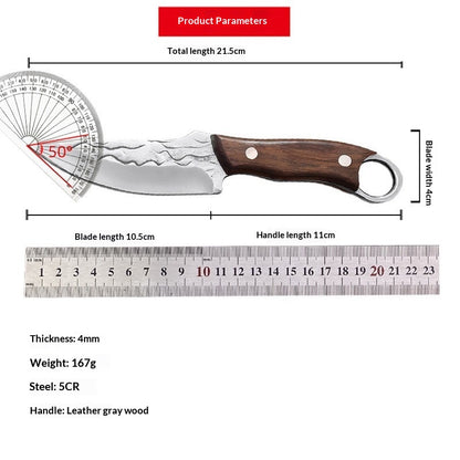 Forged butcher and boning knife with ring handle