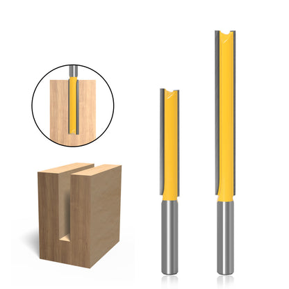 Extended straight router bit, 3/8 inch cutter, 8 mm shank