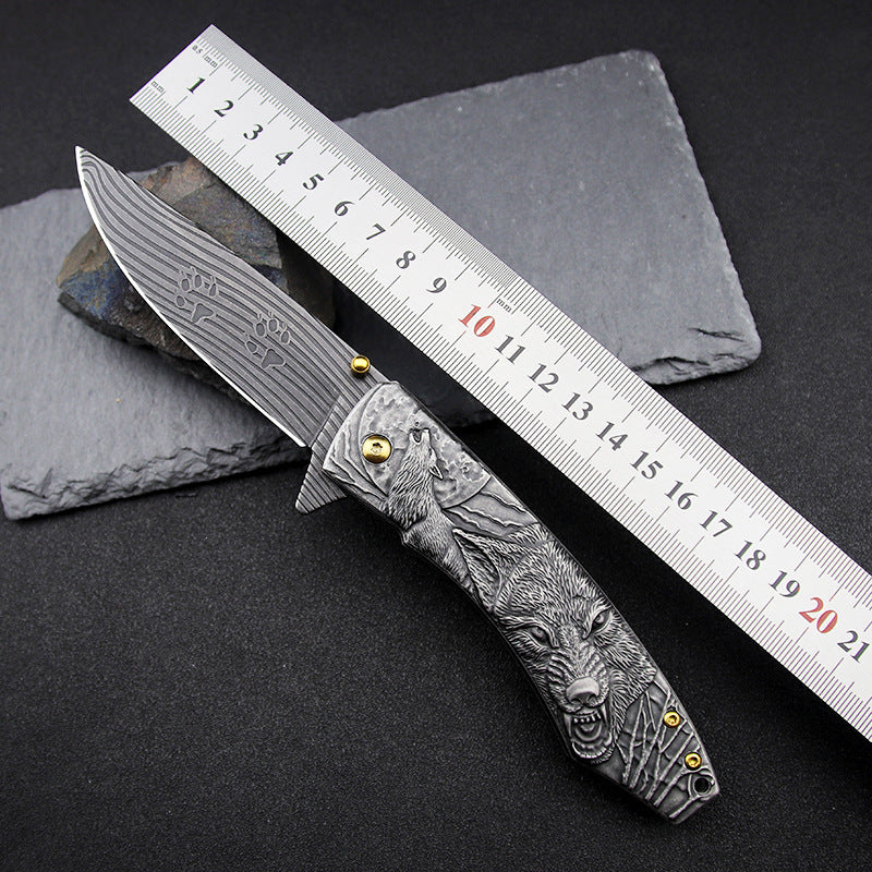 Folding pocket knife with stonewash 7Cr17MoV blade
