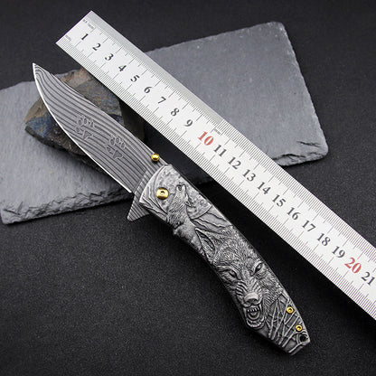 Folding pocket knife with stonewash 7Cr17MoV blade