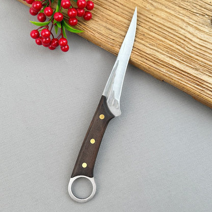 Forged butcher and boning knife with ring handle