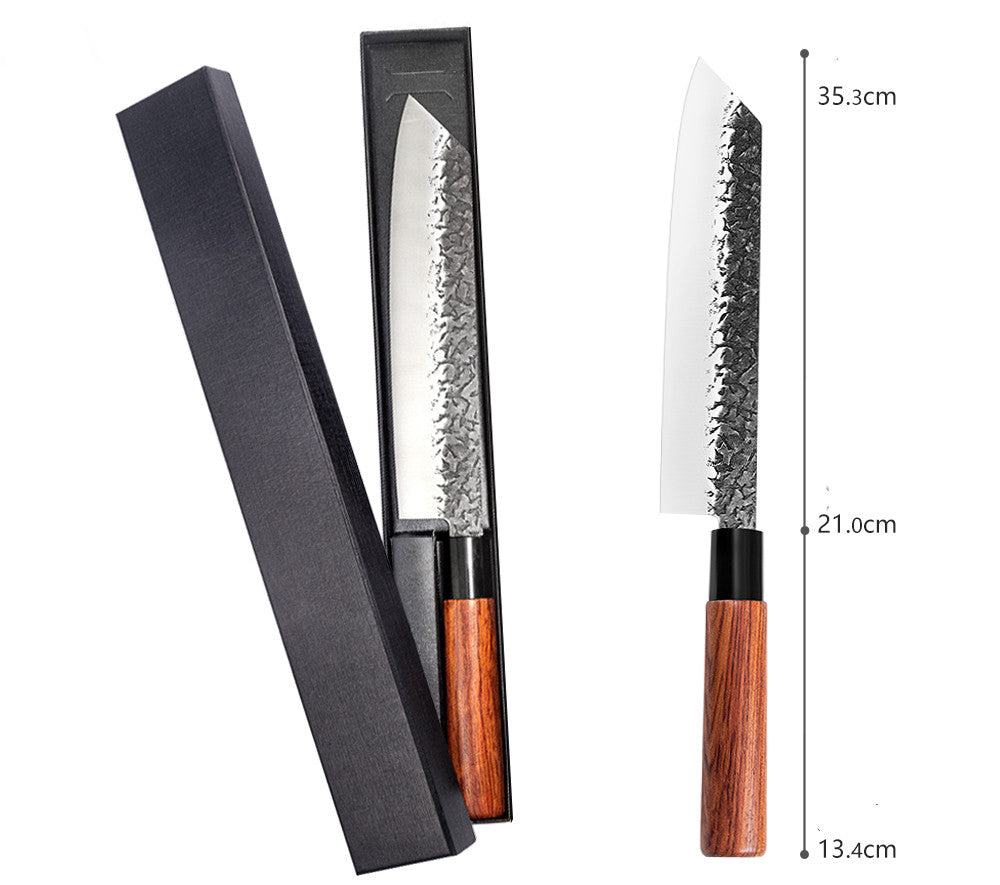 Hammered Japanese chef knife with wood handle