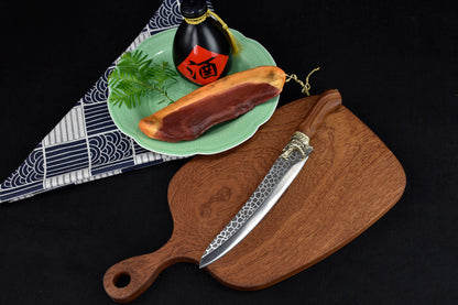 Hand forged boning knife with rosewood handle