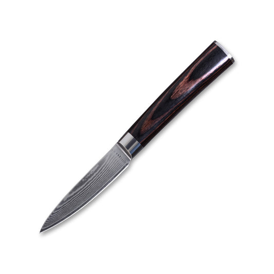 5 inch Damascus pattern utility knife with wood handle