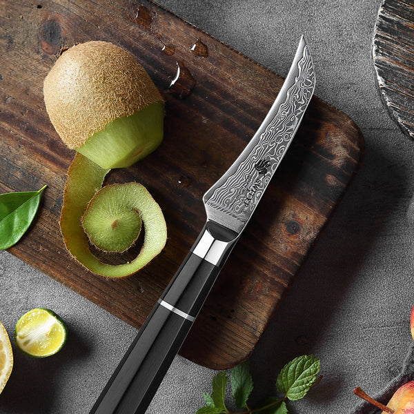 VG-10 bird's beak paring knife with ebony handle