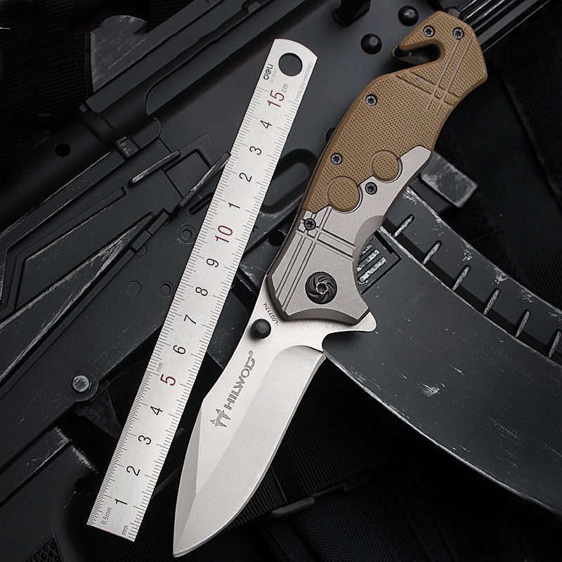 Outdoor folding pocket knife with textured grip handle
