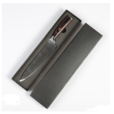 8 inch chef knife with Damascus pattern blade in gift box