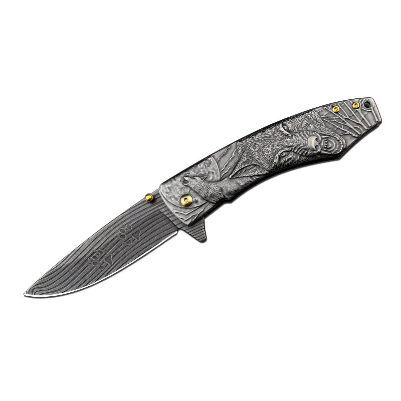 Folding pocket knife with stonewash 7Cr17MoV blade