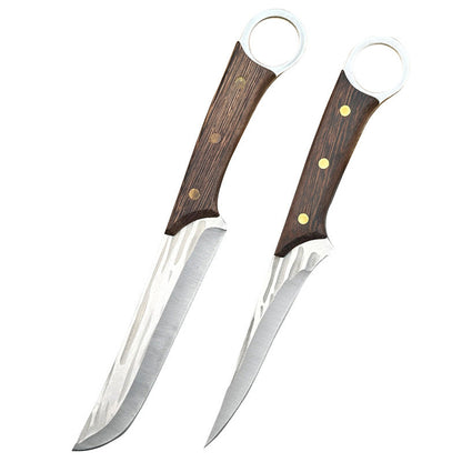 Forged butcher and boning knife with ring handle