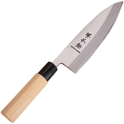 Japanese deba fish head knife with wood handle