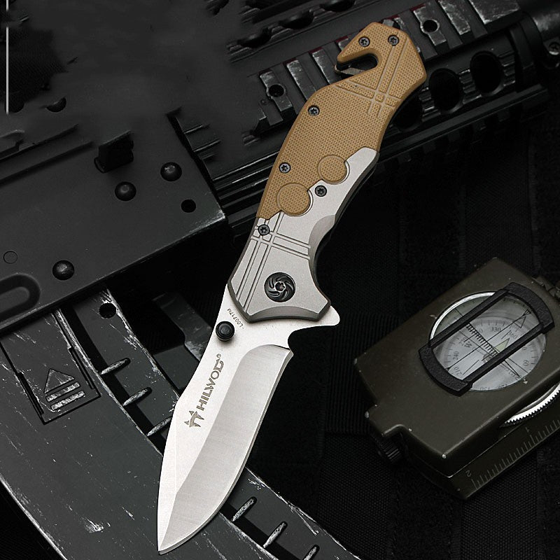 Outdoor folding pocket knife with textured grip handle
