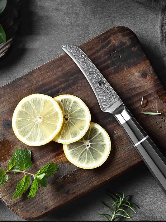 VG-10 bird's beak paring knife with ebony handle