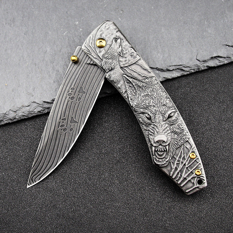 Folding pocket knife with stonewash 7Cr17MoV blade