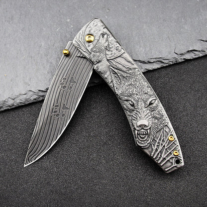 Folding pocket knife with stonewash 7Cr17MoV blade